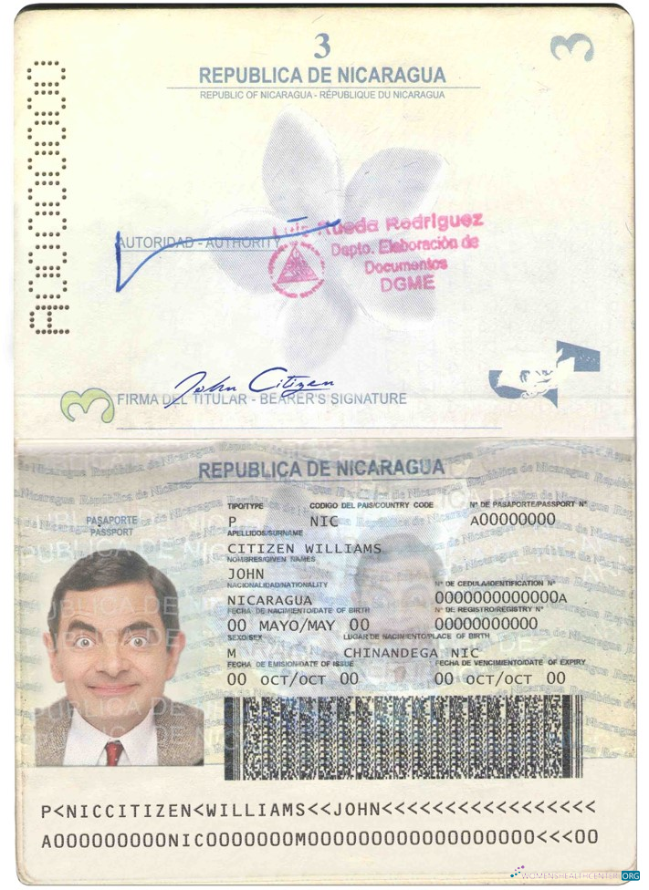 Download Nicaragua passport Photoshop template